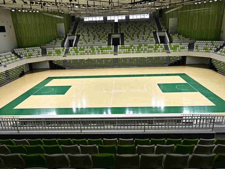 أرضيات خشبية مجمعة من خشب القيقب الصلب لكرة السلة